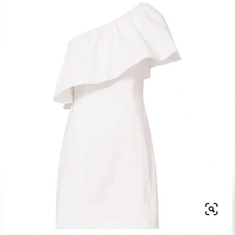 A.L.C. White One Shoulder Ruffle Mini Dress Size 4